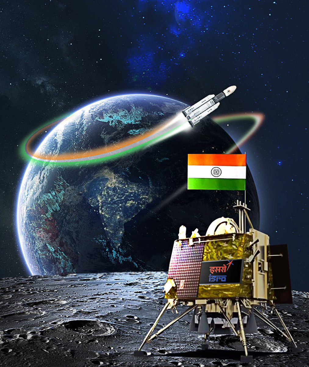 AamAadmiParty's tweet photo. Historic &amp; Proud moment for India !  🇮🇳

#India is on the #moon. #Chandrayaan3 has touched down!

We are proud of you ISRO 🚀 https://t.co/1zvzFe78LD