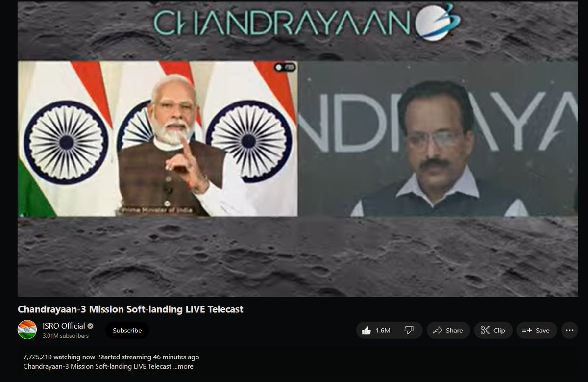 GitBond's tweet photo. #Chandrayaan3 successfully landed , #proudtimeforindia🇮🇳

with most watched live on youtube https://t.co/XLtTT5q39y