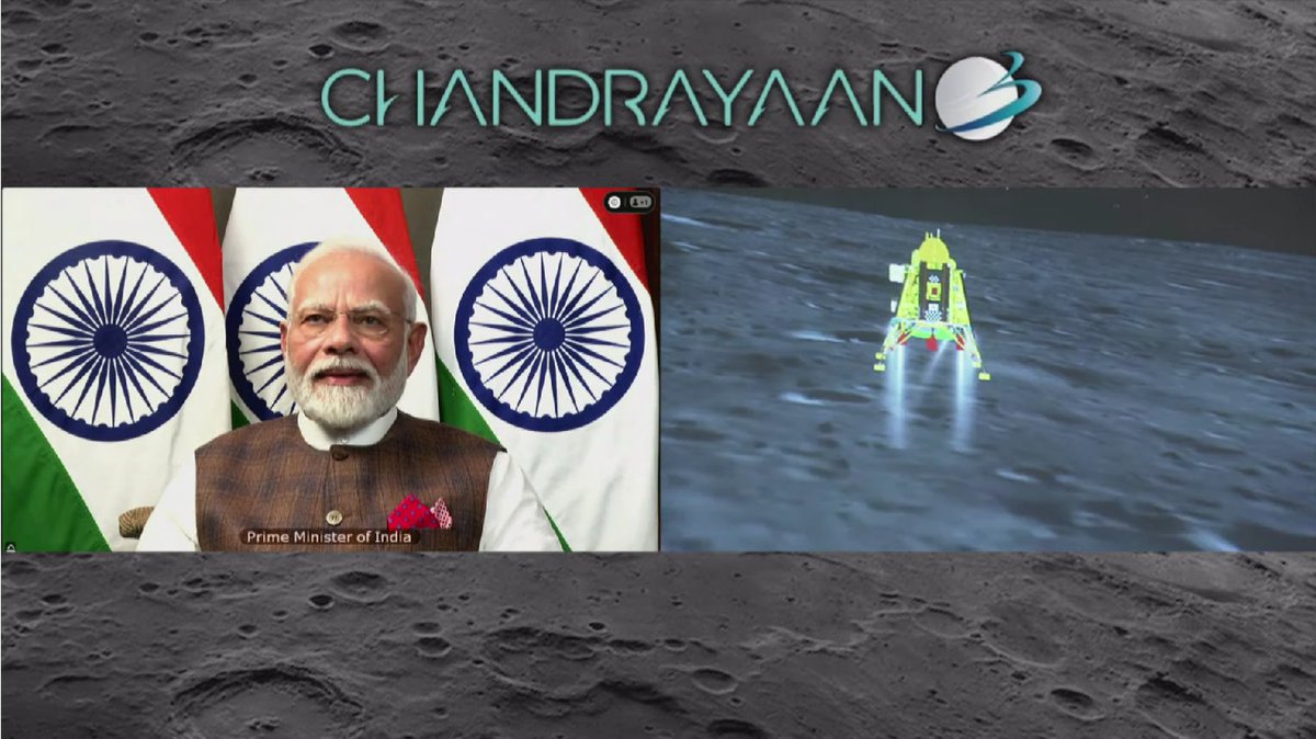 SanatanSanstha's tweet photo. #Chandrayaan3 accomplishes a historic touchdown on the south pole of the Moon. 🌛

Hats off to the brilliant minds at @isro who not only conquer new frontiers but also carry forward the legacy of scientific spirit spirit laid down by ancient Indian scientists. 🚀 https://t.co/gDN4vaxkiU