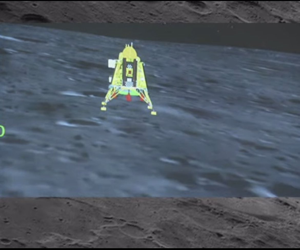 shubhHAM_'s tweet photo. Historic moment for #India! #Chandrayaan3 finally on moon. 
🇮🇳🔥 https://t.co/3MJJx73hDU