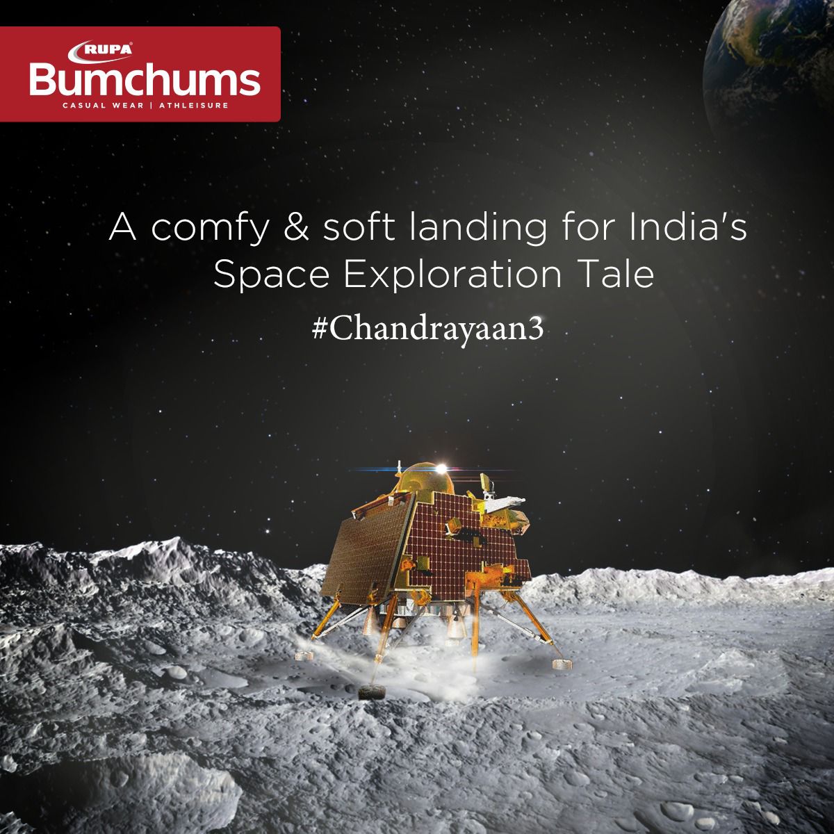 BumchumsFashion's tweet photo. It was a comforting orbit for #Chandrayaan3 as it landed on the moon successfully🚀🌔 A happy & proud moment for the nation🇮🇳
#IssBaarJeetHumari #Chandrayaan #Vikram #Bumchums #comfort #softlanding #ISRO #moon #mission #proudmoment #india https://t.co/cSX3obHh0L