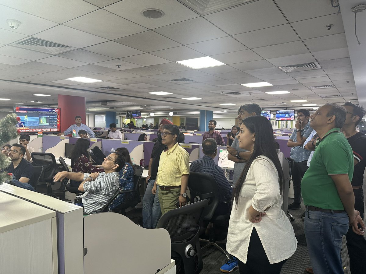 Excitement in the newsroom as the #Chandrayaan3 successfully lands on the moon. 

#IndiaOnTheMoon