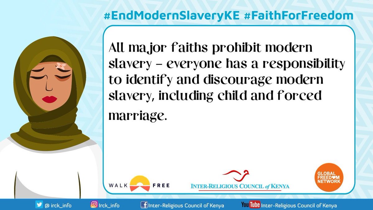 Religious Leaders are doing great work by following the Holy Books teachings. They should continue preaching to their congregants to take the responsibility of identifying and discoureging modern slavery. 
#FaithforFreedom 
@irck_info @WalkFree @pfps_kenya 
@InterfaithYNKE