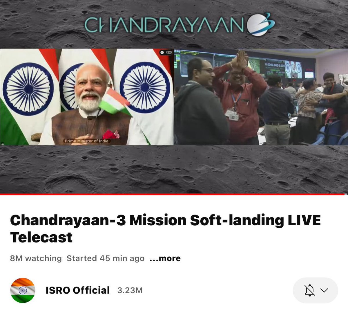 #Chandrayaan3
India who started celebrate science like festival ....🙆🏻‍♂️ still long way to goo....Congratulations to team <a href="/isro/">ISRO</a>