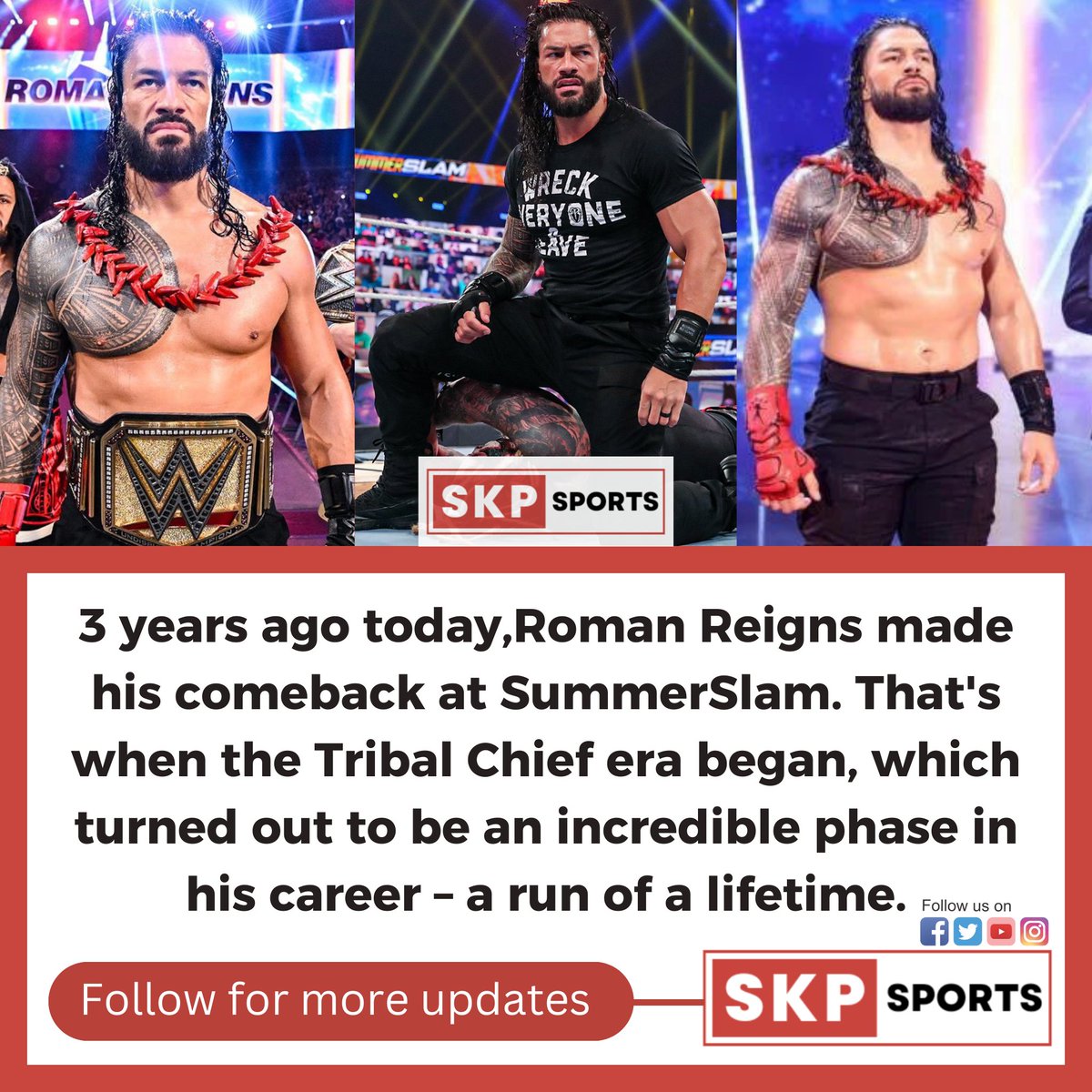 SkpMinutes's tweet photo. WWE made the best decision ever. 3 years ago 
#wwe #wrestling #smackdown #raw #wweraw #nxt #SummerSlam #romanreigns #RomanReigns #wrestlemania #wwenetwork https://t.co/2iwjK7uRrb