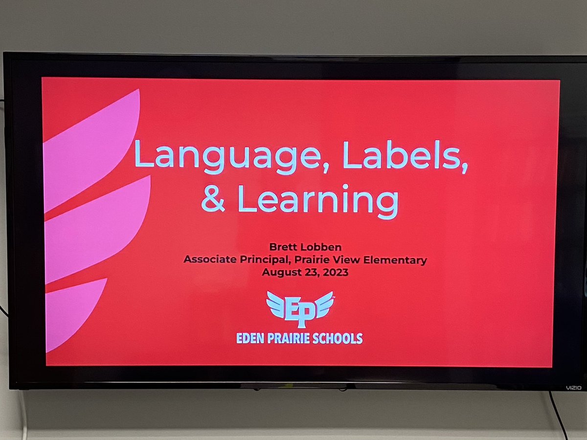 Getting ready to explore how our LANGUAGE and use of LABLES impact the student LEARNING experience with Eden Prairie Schools’ new teaching staff. Such an exciting time! #WeInspireEach <a href="/EPS272/">Eden Prairie Schools</a>