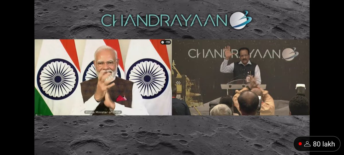 BabyPaveen10's tweet photo. And the Soft landing at Lunar surface achieved. #Chandrayaan3 congratulations @isro for this phenomenal achievement and making India Proud in the world.. Another ground breaking record by India.. #IndiaOnTheMoon #Chandrayaan3Landing https://t.co/qSDXgqE5H2