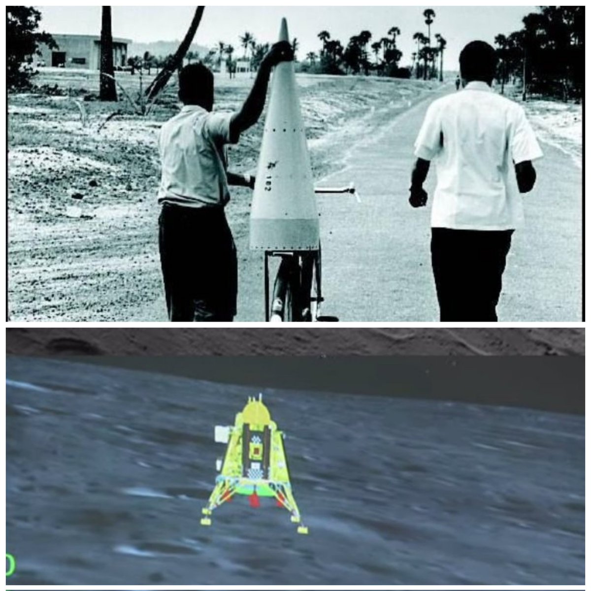sagarcasm's tweet photo. ISRO has come a long way - from carrying rocket parts to carrying the hopes of a billion Indians https://t.co/tG5TOyQUDE