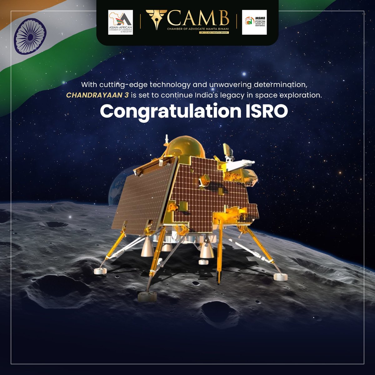 Saluting the Spirit of Exploration and Innovation.

#DrMamtaBinani #Motivation #Inspiration #ISRO #Chandrayaan3 #ProudMoment #SpaceMilestone #ExploringTheCosmos #ISROAchievements #IndiaInSpace #InnovationUnleashed