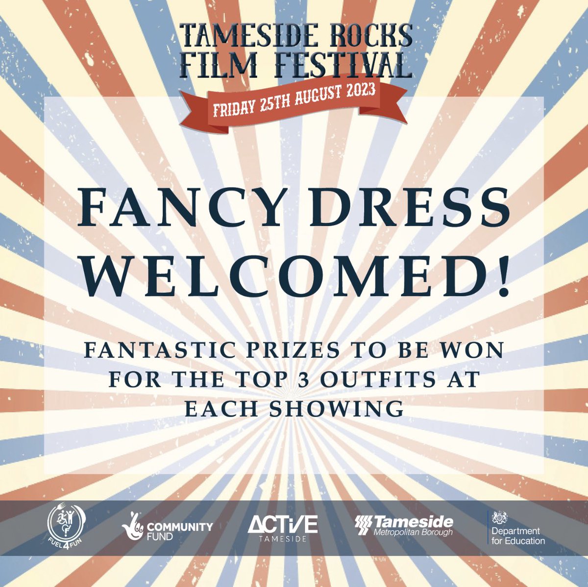 Roll up, roll up... the Tameside Rocks Film Festival Fancy Dress Competition is just 2 days away 🎪🍿 Dig out your best fancy dress costumes because with great prizes to be won, you won't want to miss out! Tameside Council Active Tameside #fuel4funsummer #tamesiderocks