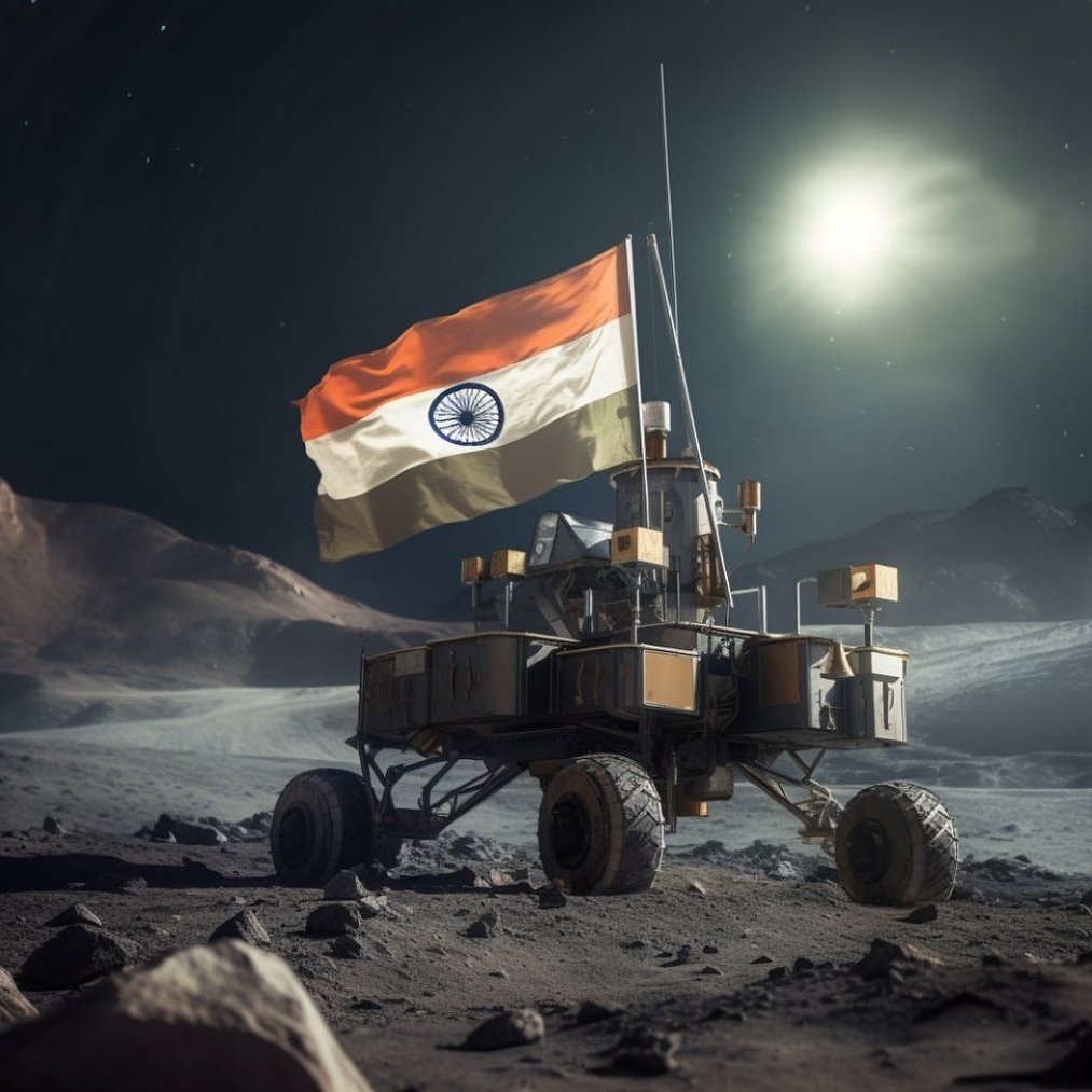 HanuAllrounder's tweet photo. Touchdown achieved! 🚀🌕 

Congratulations to @ISRO on the flawless landing of #Chandrayaan3!!

A remarkable leap in space exploration that brings us closer to unraveling the secrets of the moon. 🚀🌕

#ISRO #SpaceMissions #ProudMoment https://t.co/75mSJGyNf9