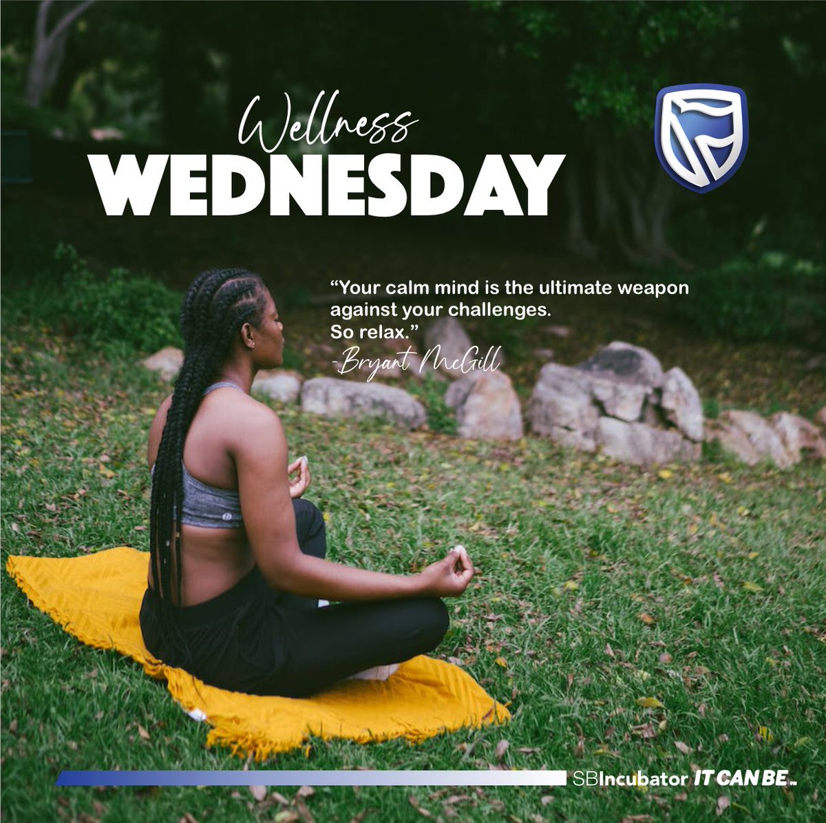 “Your calm mind is the ultimate weapon against your challenges. So relax.” -Bryant McGill #wellnesswednesday #SBIncubatorgh #meditation #gh
