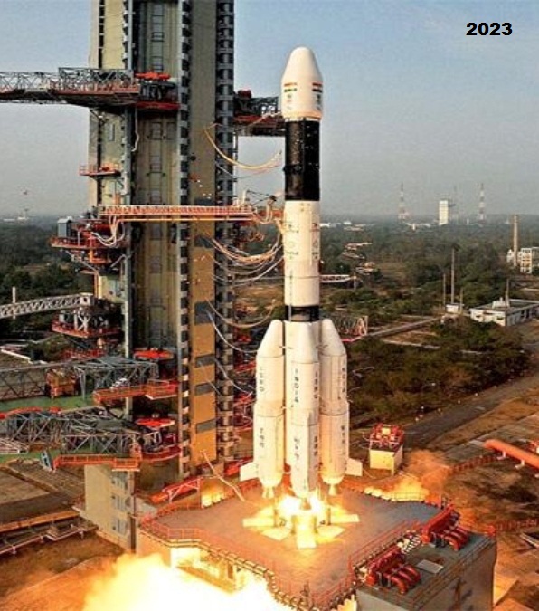 1963: ISRO staff transporting the nose cone of a rocket on a bicycle at Thumba, Kerala.

2023: Chandrayaan-3 at Satish Dhawan Space Centre in Sriharikota.

From a Bicycle to a Billion dreams. Well done ISRO!