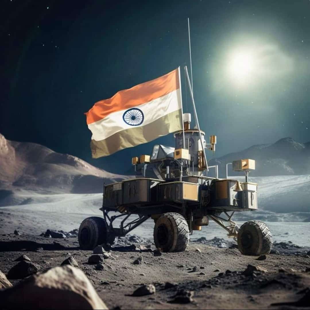 arunmdta's tweet photo. History is made as the #VikramLander touches down on the lunar surface! India becomes the first country to soft land in the Moon’s south polar region. ISRO - Indian Space Research Organisation take a bow! #HistoryMaker #Chandrayaan3 #ISRO #MoonMission #MoonLanding 

#India https://t.co/M0FuMwVH5c