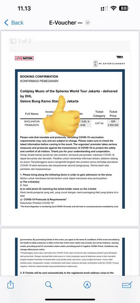 Wts slur, tiket coldplay kalo ada yg minat. Ada 2 tiket
#wts #coldplay #coldplayjakarta