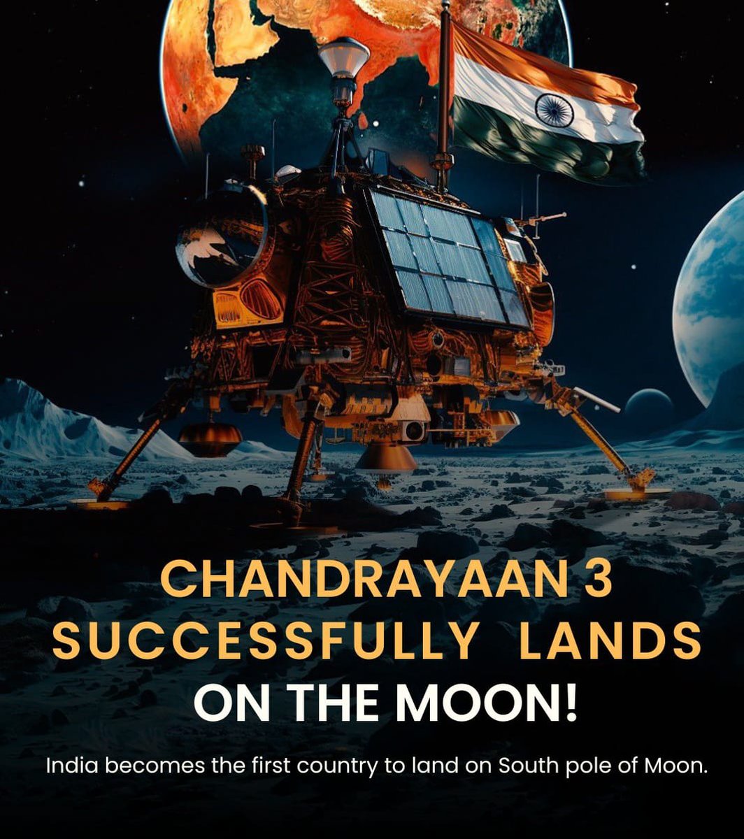 Proud Moment For India !!

Chandrayaan3 Successfully Landed on the Moon Surface 😎

 #Chandrayaan3 #IndiaOnTheMoon #JaiHind