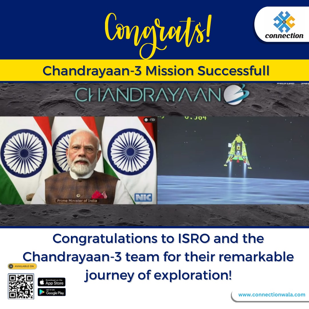 connectionwala's tweet photo. Touching the Moon's Heart: Celebrating ISRO's Triumph with Chandrayaan 3's Successful South Pole Landing 🚀🌕 #MissionMoonSuccess
#Chandrayaan3 #ISRO #missionmoon #AllTheBestChandrayaan3 https://t.co/sWD3SsCgrY