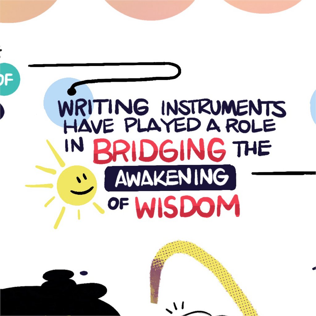 vertiqalco's tweet photo. ✨🙌 This sketchnote helped sell the "Reimagine" concept! It depicts a poetic &amp; profound statement by Pentel's President on the importance of writing tools throughout history until now. It resonated so well, I was commissioned to sketchnote it &amp; I'm super honored he loved it! https://t.co/8wnsTkctqr