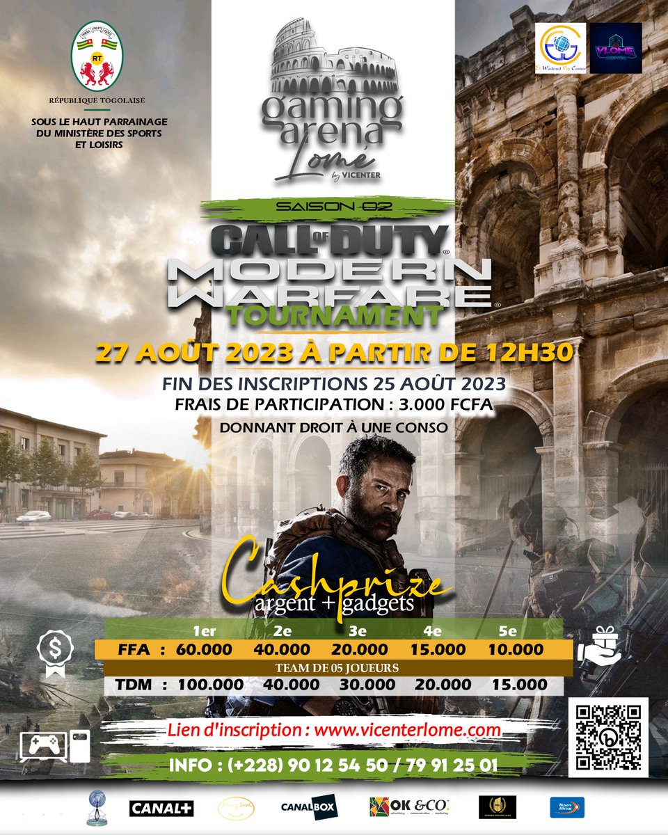VicenterLome's tweet photo. 🔥🔫 Préparez-vous pour l'Action ! Tournoi Call of Duty Modern Warfare le 27 Août ! 🔫🔥
📆 Date du tournoi : 27 Août
⏰ Date limite d'inscription : 25 Août
🖥️ Inscription sur : https://t.co/G2g7mBhrxL

#GamingArenaLomé #TournoiCODMW #EsportTogo #Lome 🇹🇬 #InscriptionsOuvertes https://t.co/SOp5AoCucy