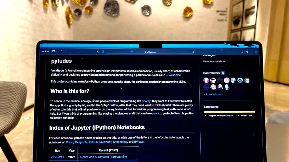 bhutanisanyam1's tweet image. Masterclass of Pythonic Thinking: PyTudes 🤌

Its the highest quality resource for learning “the Pythonic way” and problem solving

The large number of problems cater to everyone at all levels

Every revisit, there’s something new to learn

github.com/norvig/pytudes