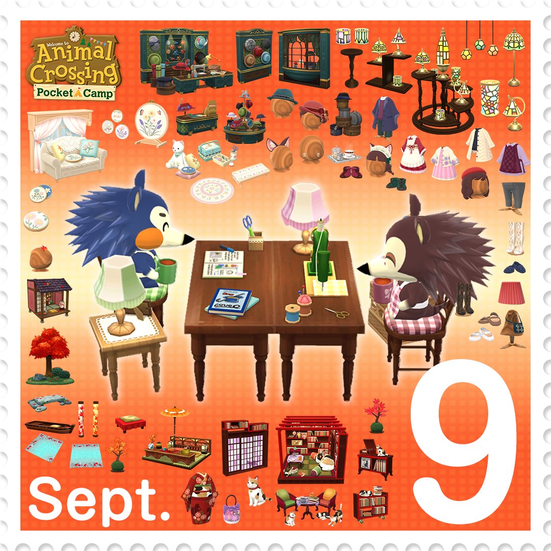 Pocket_Camp's tweet photo. Here's a sneak peak at some special items coming in September. It feels like fall is just around the corner! https://t.co/cN6r8Z9LuC