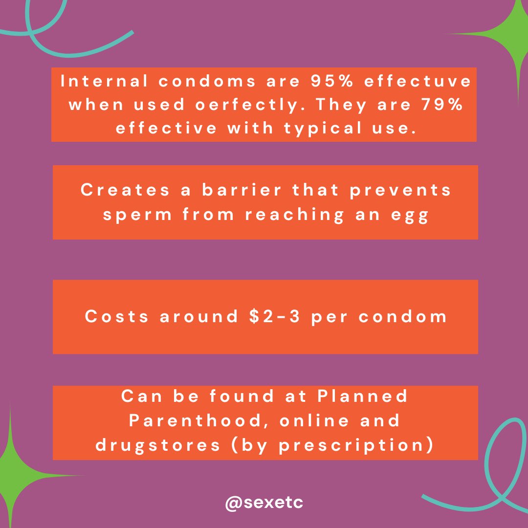 Sexetc's tweet photo. Sex Ed Summer Series! ☀️

#InternalCondoms are a latex-free barrier method that prevent pregnancy and #STIs. Internal condoms may not be talked about as frequently as external condoms but they are a great option for giving people more agency over their bodies. https://t.co/iE5TugmsMD