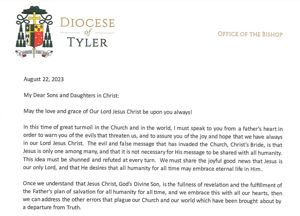 Bishop Strickland’s Short and Excellent Letter to Prepare for the Synod on Synodality dlvr.it/Sv3lc5