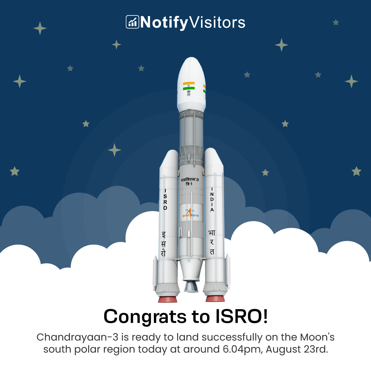 nvectahq's tweet photo. ๐ฎ๐ณ๐ Celebrating India's lunar triumph! ๐๐ Today, at 6 PM, history was made as our Moon Rocket touched down on the lunar surface. ๐๐ฐ๏ธ
๐โ๏ธ #IndiaOnTheMoon #NotifyVisitors #Chandrayaan3 #เคเคเคฆเฅเคฐเคฏเคพเคจ_3 #nasa #india https://t.co/Rlyoa4ueAK