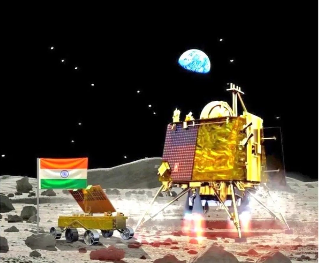 FalakAwardee's tweet photo. #ProudMomentForIndia_ India becomes only the 4th nation to land it's Vikram Lander on the Moon and first to land on the south pole. Hearty congratulations to ISRO - Indian Space Research Organisation and thanks to every Indian and all the well wishers for the prayers🙏 https://t.co/tWKXn9VtMK