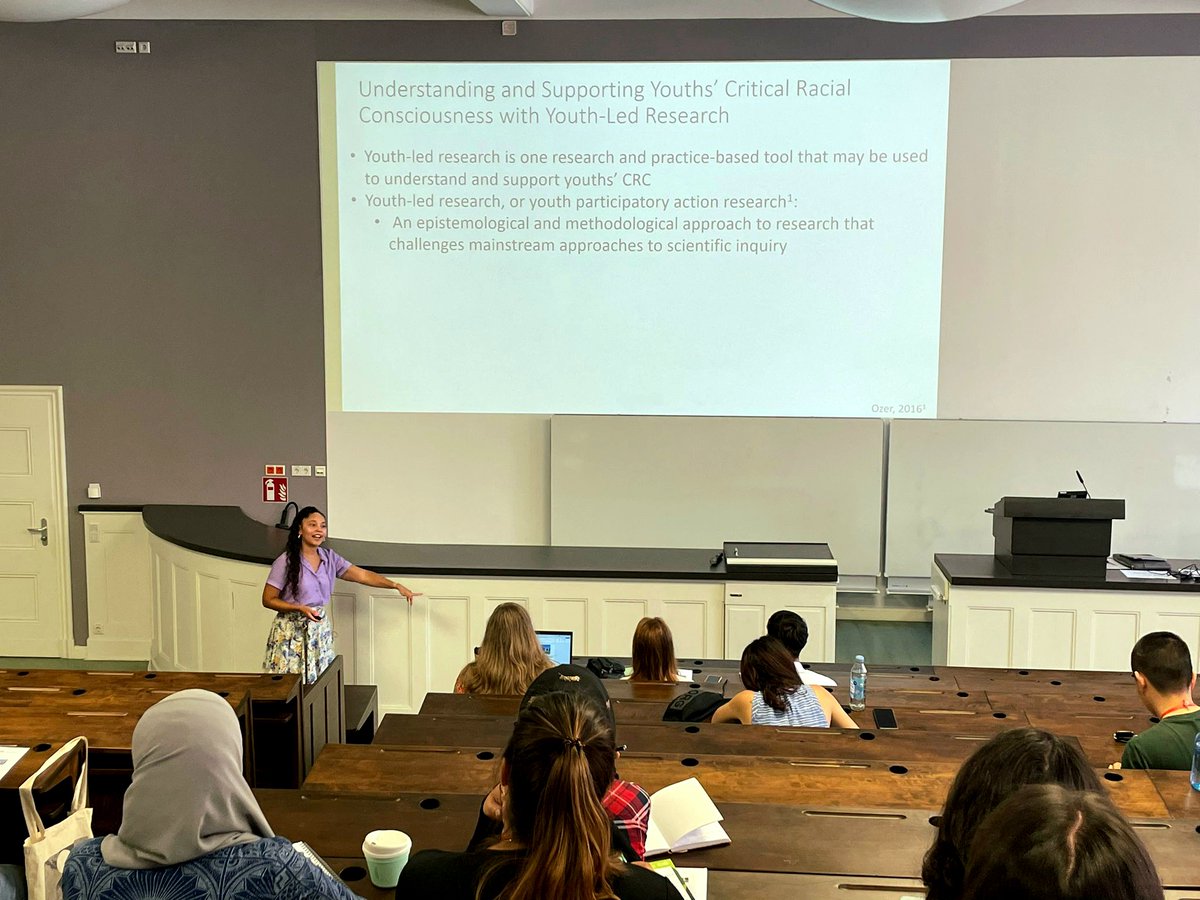EduPsy_CS's tweet photo. If you didn't come to @JosiBanales keynote on Youth Critical Racial Consciousness at #CDME23, you missed out! A brilliant talk, followed by getting to know Prof. Bañales on a more personal level, including her singing Beyoncé  🎤✨️ https://t.co/WlE65x0m2Y