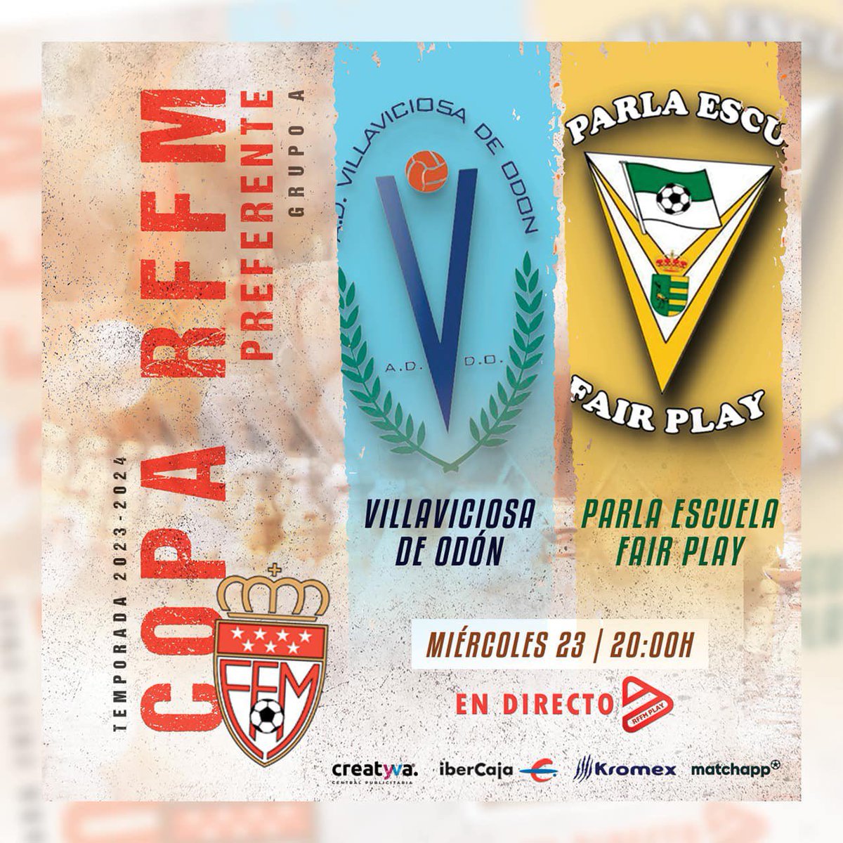 ¡Hoy JUGAMOS! ⚽️

El Villa juega su PRIMER PARTIDO OFICIAL en la Copa <a href="/RFFM_oficial/">RFFM</a> 🏆

¡Te esperamos! 🫵

⏰ 20.00 horas

🏟️ Estadio Municipal de Villaviciosa de Odón

⚔️ @cp_parlaescuela 

🗣️ Entrada GRATUITA

#VamosVilla 💛🤍
