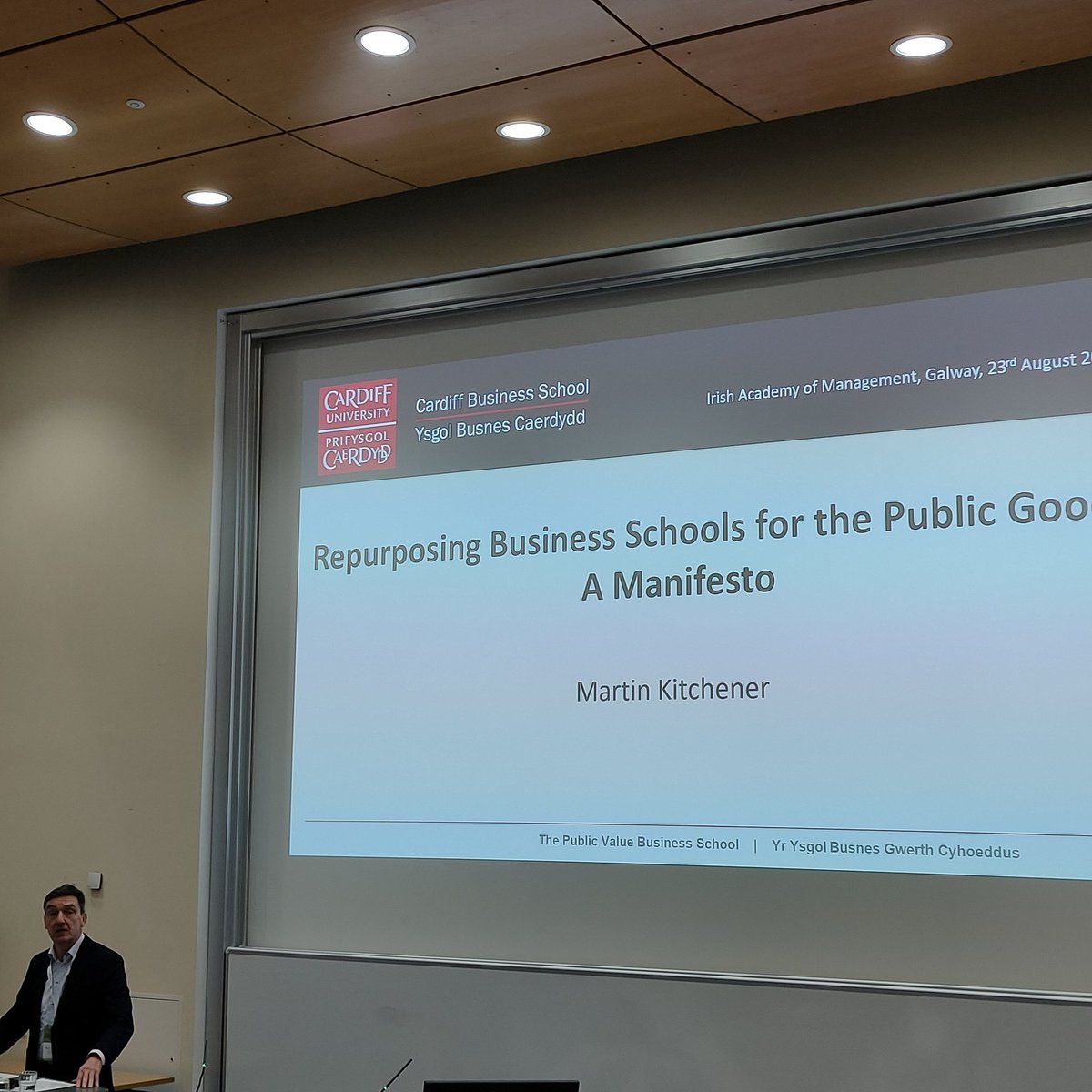 Looking forward to two days of #learning and conversations at the @iamirl #iam2023 starting with Prof Martin Kitchener @cardiffbusiness on the #publicgood of #business schools. Crisis of confidence. #HigherEd and #purpose @galwaycairnes @CIPD