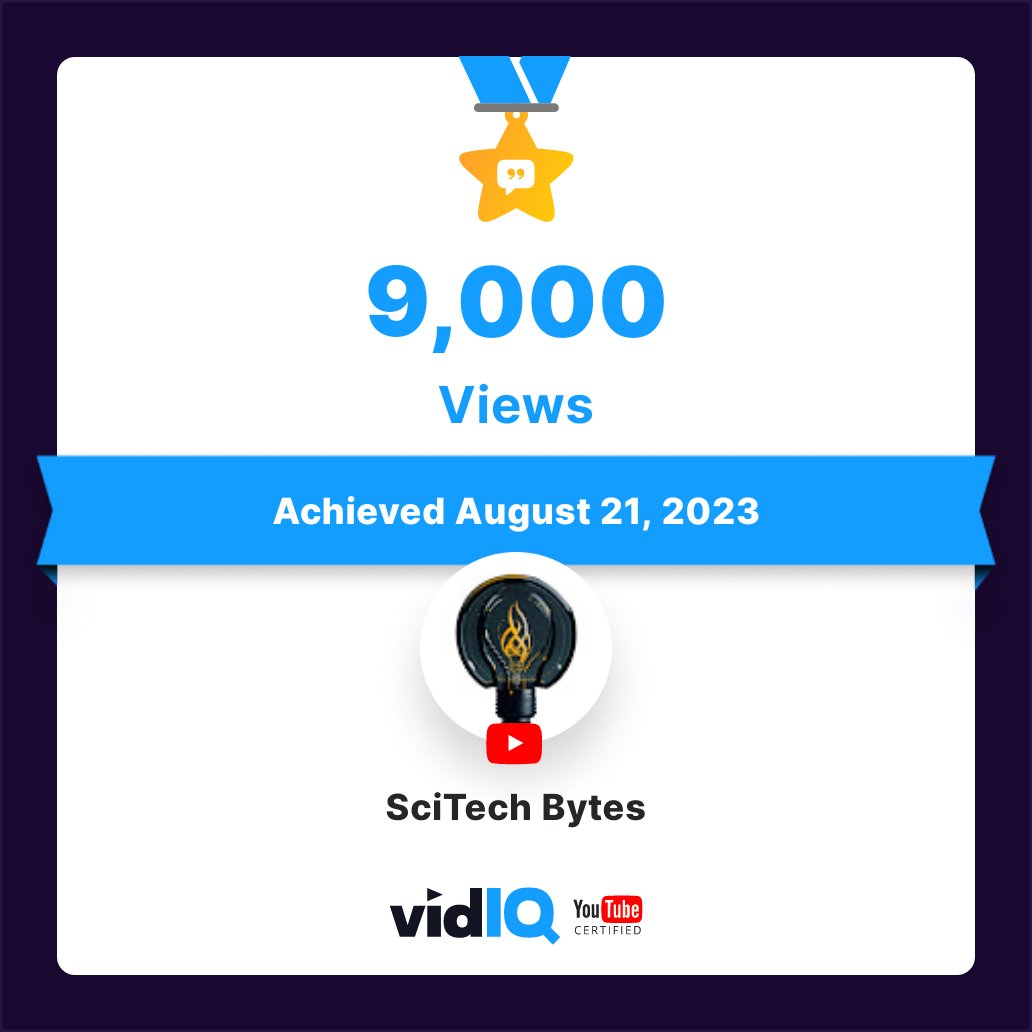 🏆 My YouTube channel achieved 9,000 views on 21st August 2023!