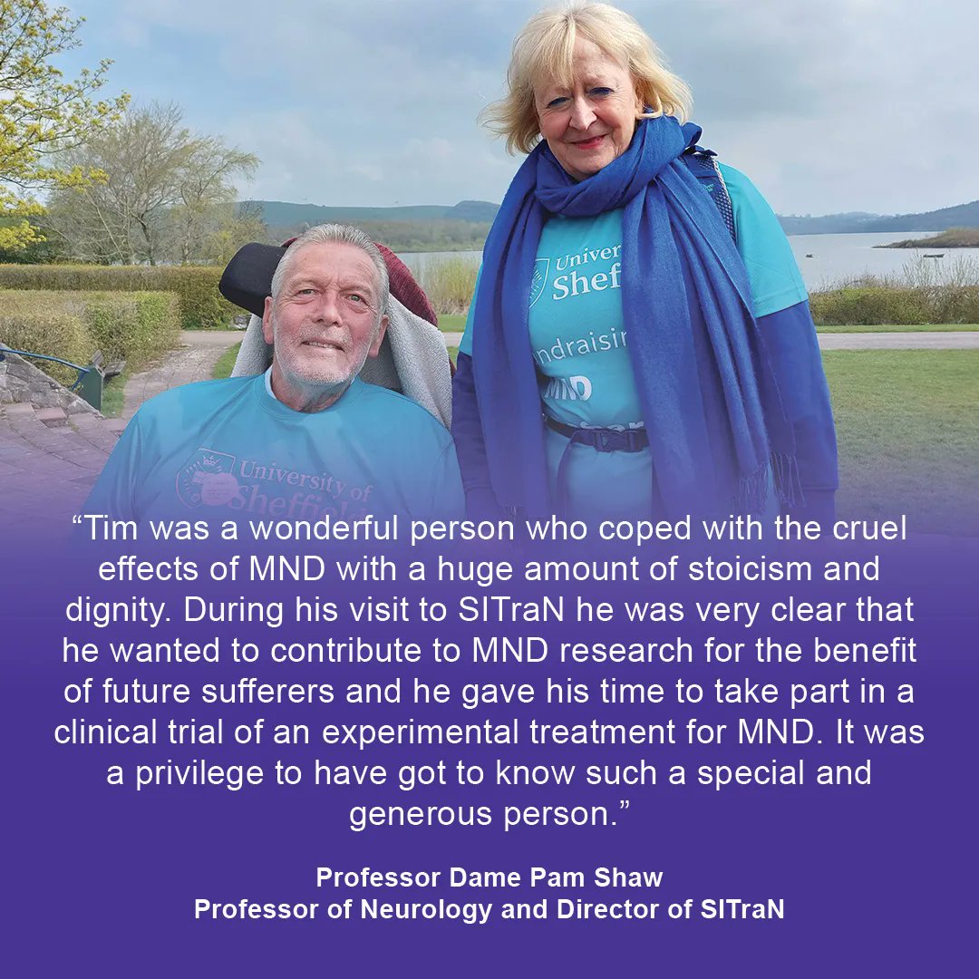 Tim Shone's advocacy in the #MND fight is an ongoing inspiration 💜  His remarkable efforts raised £178,000 for research at your University, giving hope to future #MND sufferers.

Learn about the legacy Tim has left: buff.ly/3scXuNI 
#ALS #SheffieldAlumni