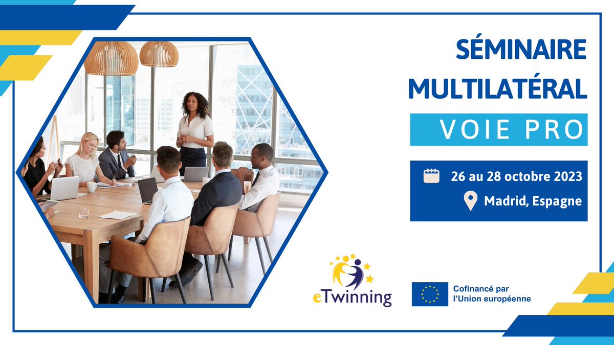 Le bureau d'assistance <a href="/eTwinning_es/">eTwinning España</a> vous convie à un séminaire multilatéral :
📍 à Madrid,
📅 du 26 au 28 octobre 2023,
🇬🇧 en anglais.
👨‍🏫 Cet événement est ouvert aux enseignant(e)s de #voiepro.
Candidatez ici avant le 4 septembre : etwinning.fr/actualites-nat… #etwinning