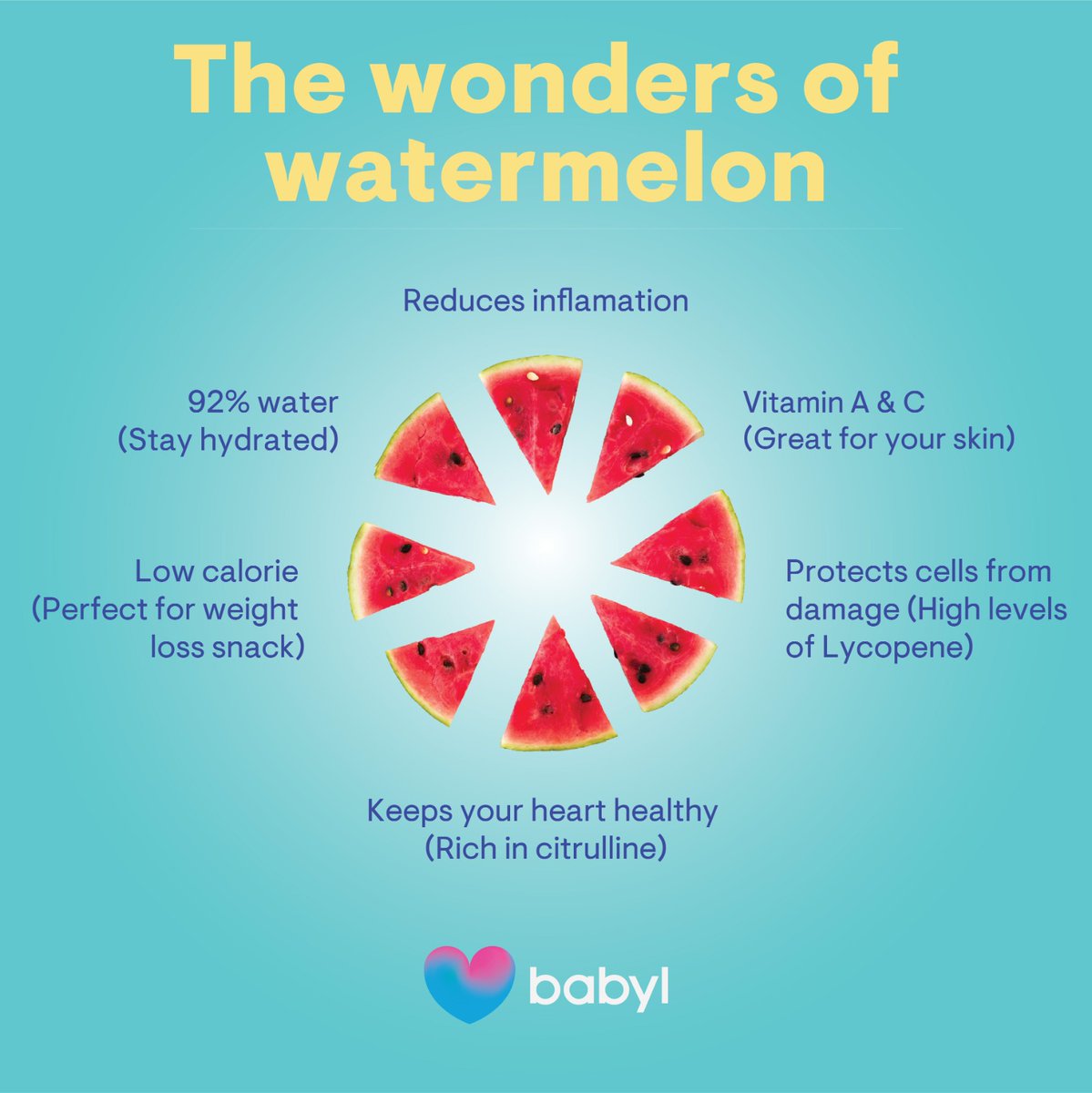 Watermelon is not only 92% water, but it is also filled with nutritious vitamins, minerals, fiber, and antioxidants, making it perfect for rehydration and good health. Enjoy a slice or three today to boost your immune system! #Rwot