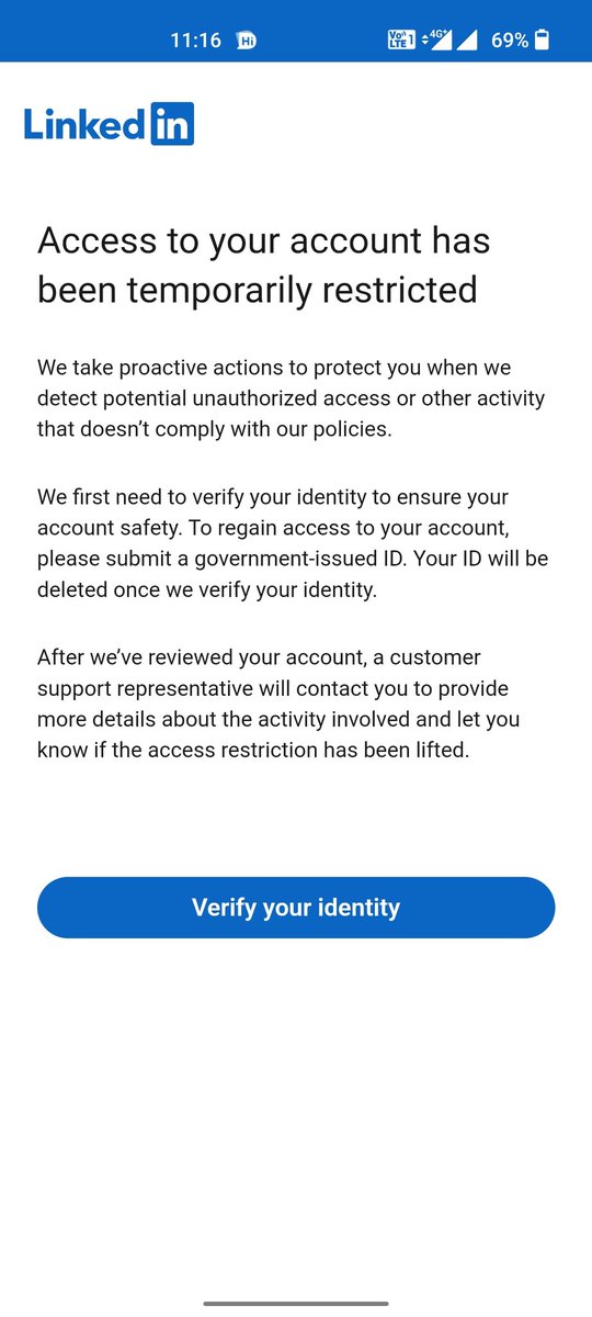 Amardeepseth1's tweet photo. Sir please resolve my problem 
My Linkedin a/c Id restricted access more then 10days  and provide all verification Steps are completed now but a/c id is not access  so please give me Solution now. adv-amardeep-seth-73142
@LinkedInIndia @LinkedIn @LinkedInHelp @brendameller https://t.co/kd9RXrzYcI