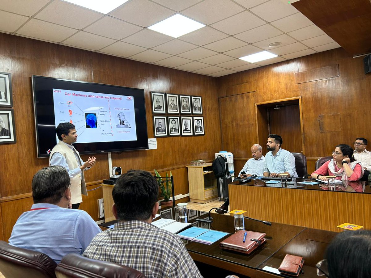 ugc_india's tweet photo. Learning Update: Joint Secretaries and Deputy Secretaries of UGC undergoing a training programme on Generative AI in UGC office. 

CEO and Dean of Wadhawani Institute of Technology and Policy is leading the programme. 

#GenerativeAI #ArtificialIntelligence #EducationTechnology https://t.co/BLPsdGXjbm
