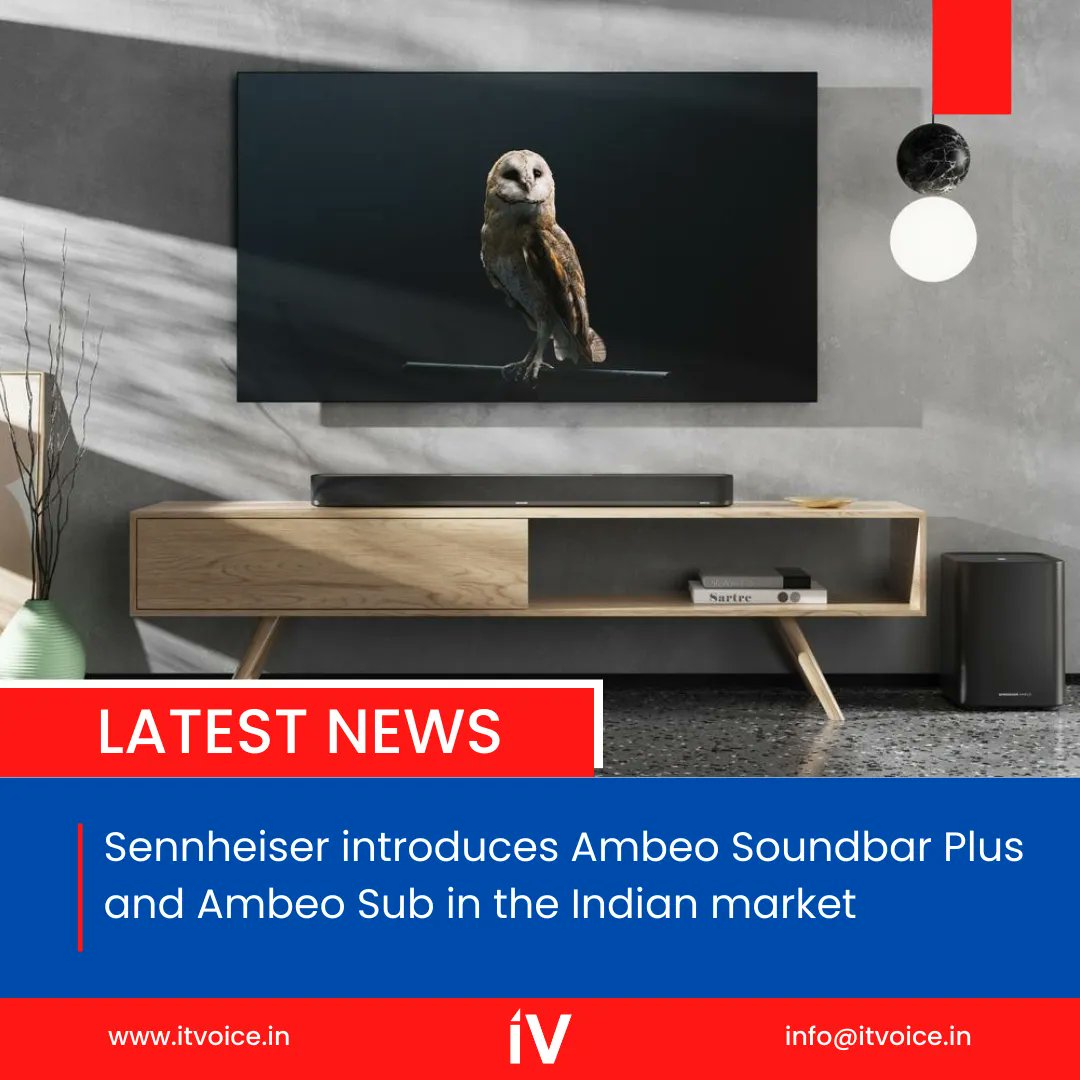 itvoice's tweet photo. Sennheiser has expanded its range of Ambeo Soundbars in the Indian market by introducing the new Ambeo Soundbar Plus and Ambeo Sub. 

#SennheiserAmbeo #SoundbarPlus #AmbeoSub #AudioExperience #ImmersiveAudio #CinematicSound #DeepBass #VirtualizationTechnology #AudioQuality https://t.co/yOe4S1fLPt