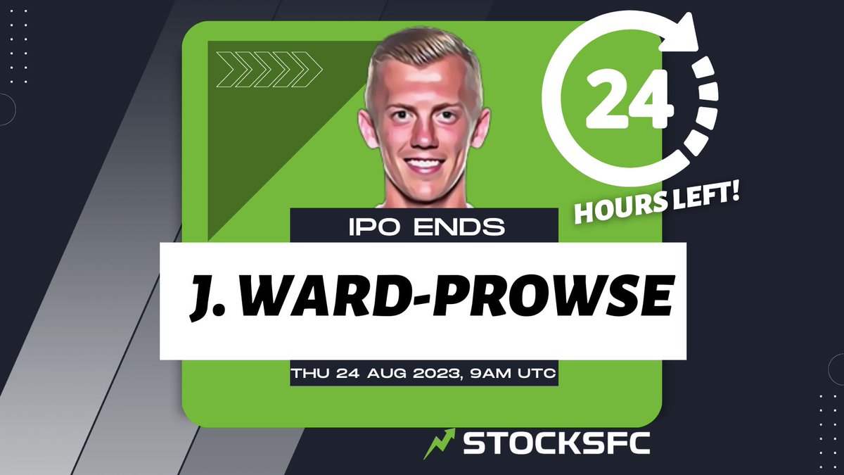 stocks_fc's tweet photo. 📢 24 hours left! 📢

J. Ward-Prowse IPO ends tomorrow 9AM UTC 🕐
All unsold stocks will be destroyed 💥

https://t.co/dldXaMBGQ0 https://t.co/GYDXnHHIBV