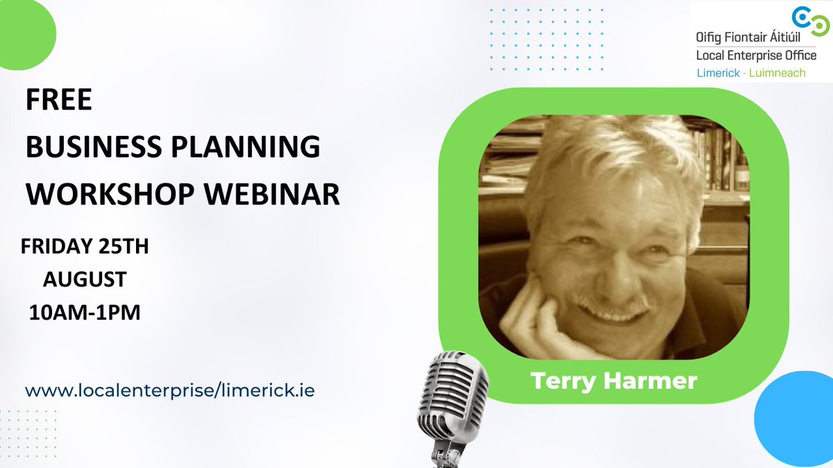 FREE. Learn how to Develop a Business Plan Facilitated by Terry Harmer. This short module on business planning takes the participants through the key areas essential to any business plan, and trains “how to” complete their own business plan. Book Here localenterprise.ie/!MS07W8