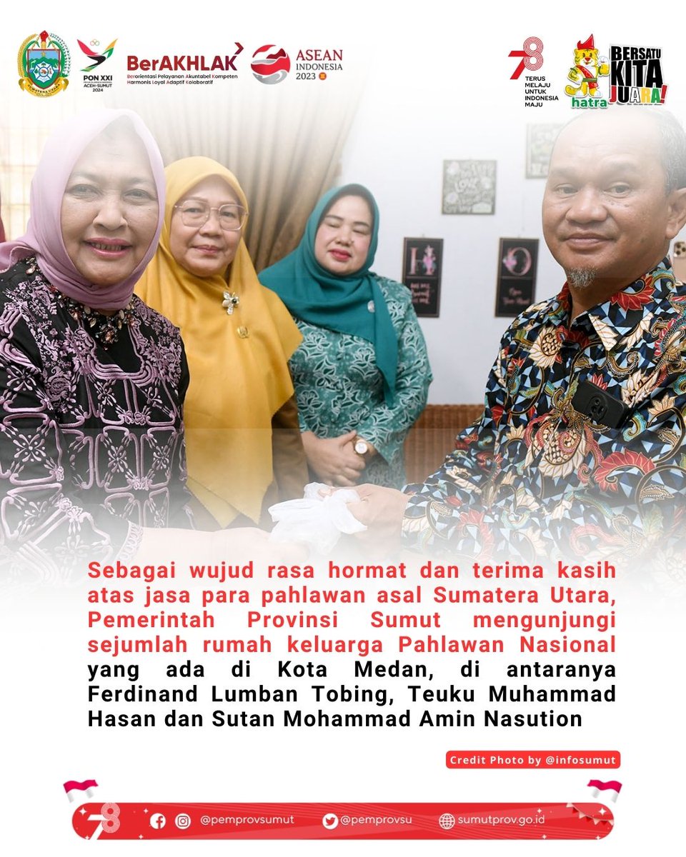 pemprovsu's tweet image. Wujud Rasa Hormat dan Terima Kasih, Pemprov Sumut Kunjungi Keluarga Pahlawan Nasional asal Sumut

selengkapnya berita dapat diakses melalui Website : sumutprov.go.id

#Kunjungan #KeluargaPahlawanNasional #SumutBermartabat #PemprovSumut #SumateraUtara  #EdyRahmayadi #Ijeck