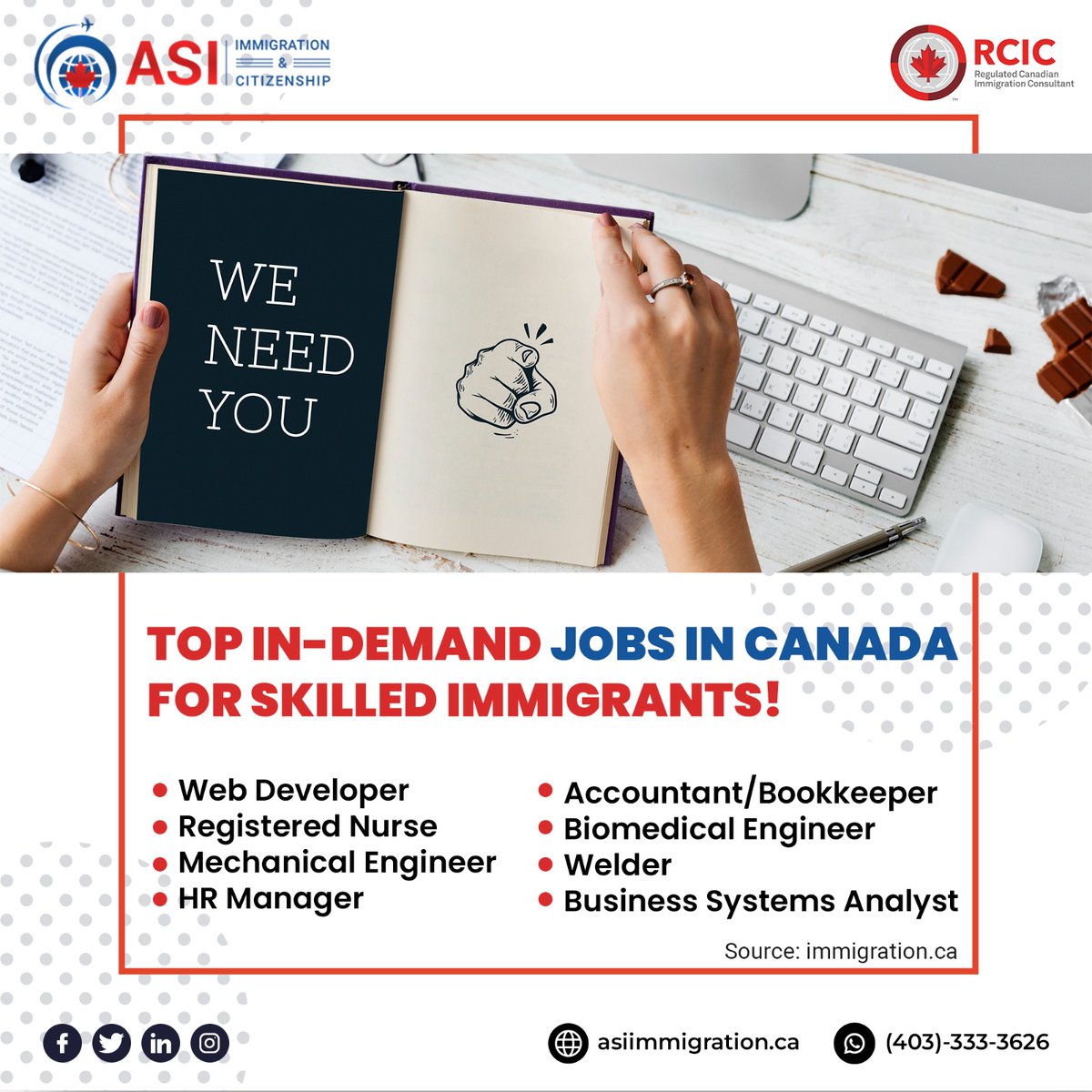Are you a skilled immigrant? Here are the top jobs you can get in Canada. Let us help you with the immigration process!
asiimmigration.ca/immigration-se…
#jobsincanada #skilledimmigrants #immigrationtocanada #workincanada #workpermit #skilledimmigration #canadianjobs #webdeveloper