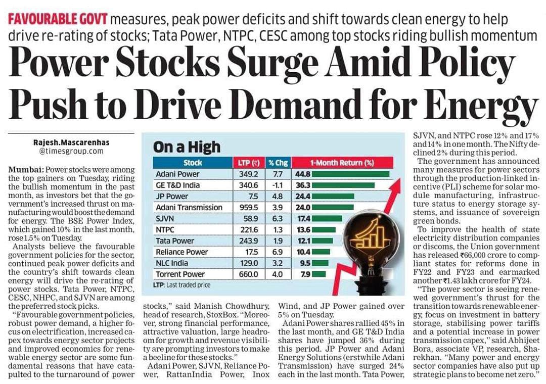 VikasSo75032776's tweet photo. Reason for surge in power stocks
#AdaniPower #TataPower #SJVN #NTPC #RELIANCEPOWER #JPPOWER #ADANITRANS #TORRENTPOWER #NLCINDIA https://t.co/q7A4t08xsM
