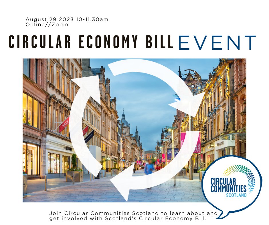 circularcomscot's tweet image. Confused as to what Scotland’s Circular Economy Bill really means and the impact it could have? Join us for 'Conversations Around Scotland's Circular Economy Bill' and learn more about the potential transformative power of a circular economy in Scotland: tinyurl.com/3tkjn8rf