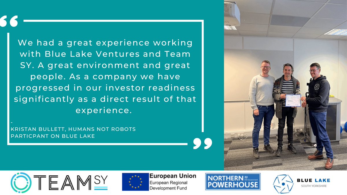 Humans Not Robots participated on TEAM SY's Blue Lake Accelerator, supporting them to become investor ready through 1:1 mentoring, workshops and pitch days. Hear what they had to say about their experience on the programme: