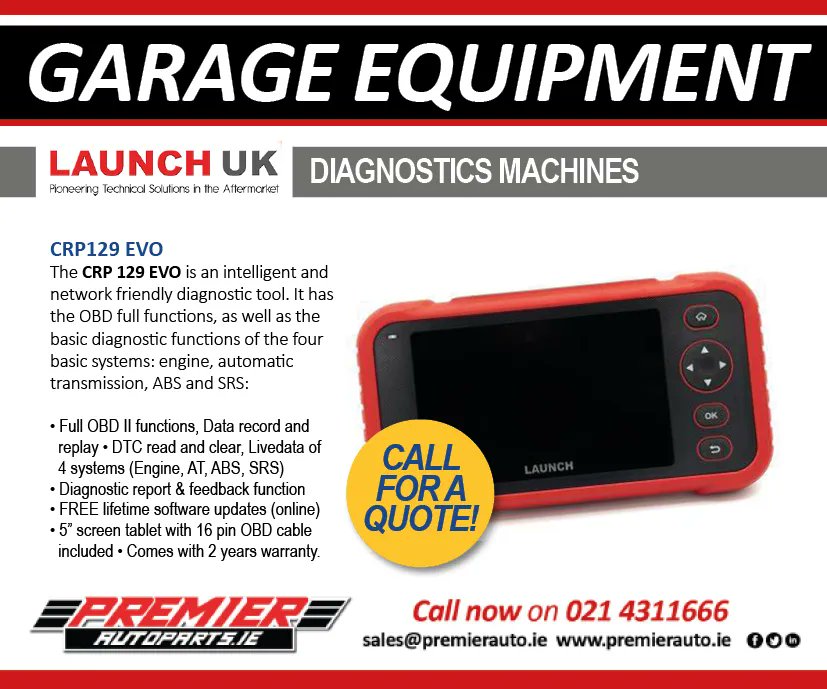 PartsLimited's tweet photo. 🔧 Elevate Your Diagnostics with #LaunchCRP129 EVO Machines! 🔍🚗 
Uncover vehicle insights like never before with our cutting-edge diagnostic tools. 
🛠️ For orders/inquiries, get in touch with Premier Auto Parts on 021 4311666. 
Your road to precise diagnostics starts here! 🚀🔌 https://t.co/kOepXa7YSV