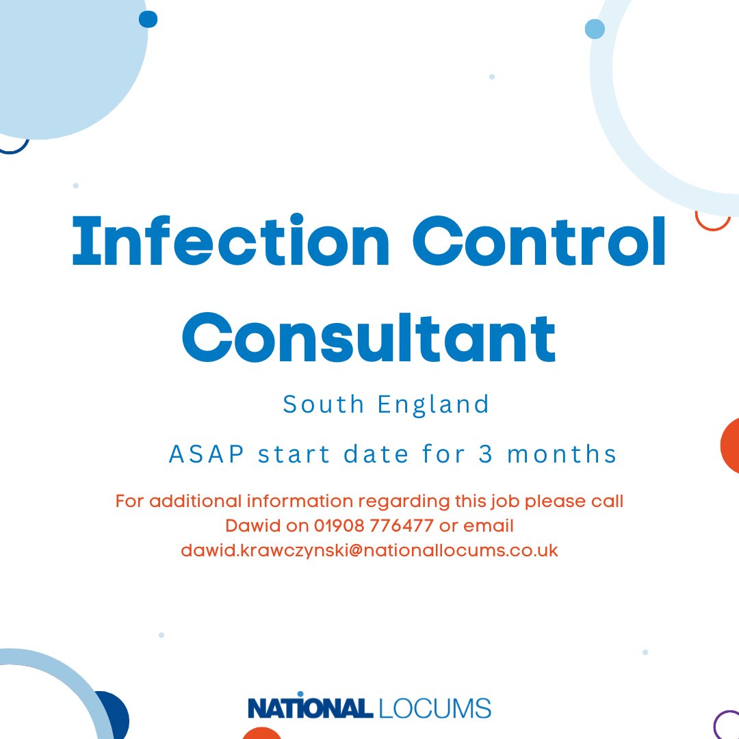 Our latest Hot Job of the week 🔥

We're looking for a:

💼 Infection Control Consultant
📍 South England
🕛 3 months

If you or anyone you know are interested in this role, don't hesitate to contact Dawid or click the link below and apply! ⬇️

ow.ly/qQsz50PCgAH