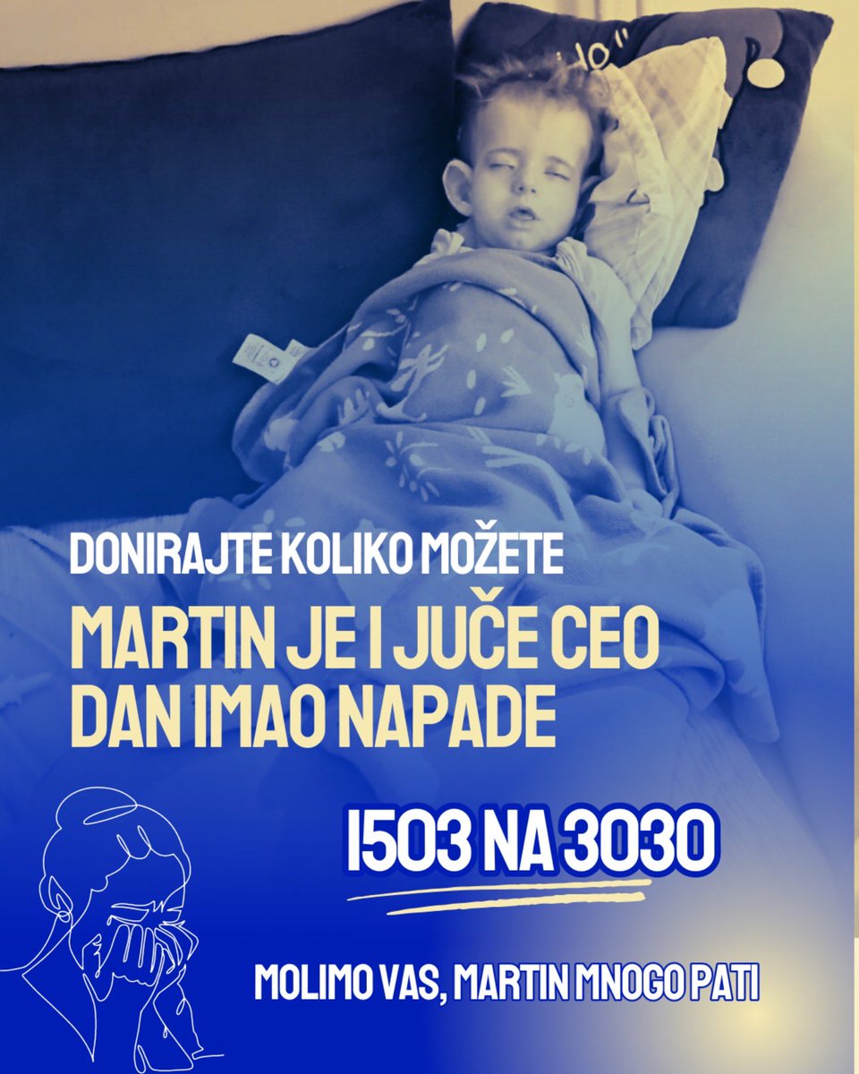 Dobri naši saputnici, nedostaje nam još 2.148.200 dinara do polovine puta. 
Martin je juče imao napade tokom celog dana. Molimo vas, učinite sve što je u vašoj moći kako bismo sprečili njegovo mučenje. 🙏🙏🙏
Možete nam pomoći na sledeće načine: 

🇷🇸SMS 1503 na 3030