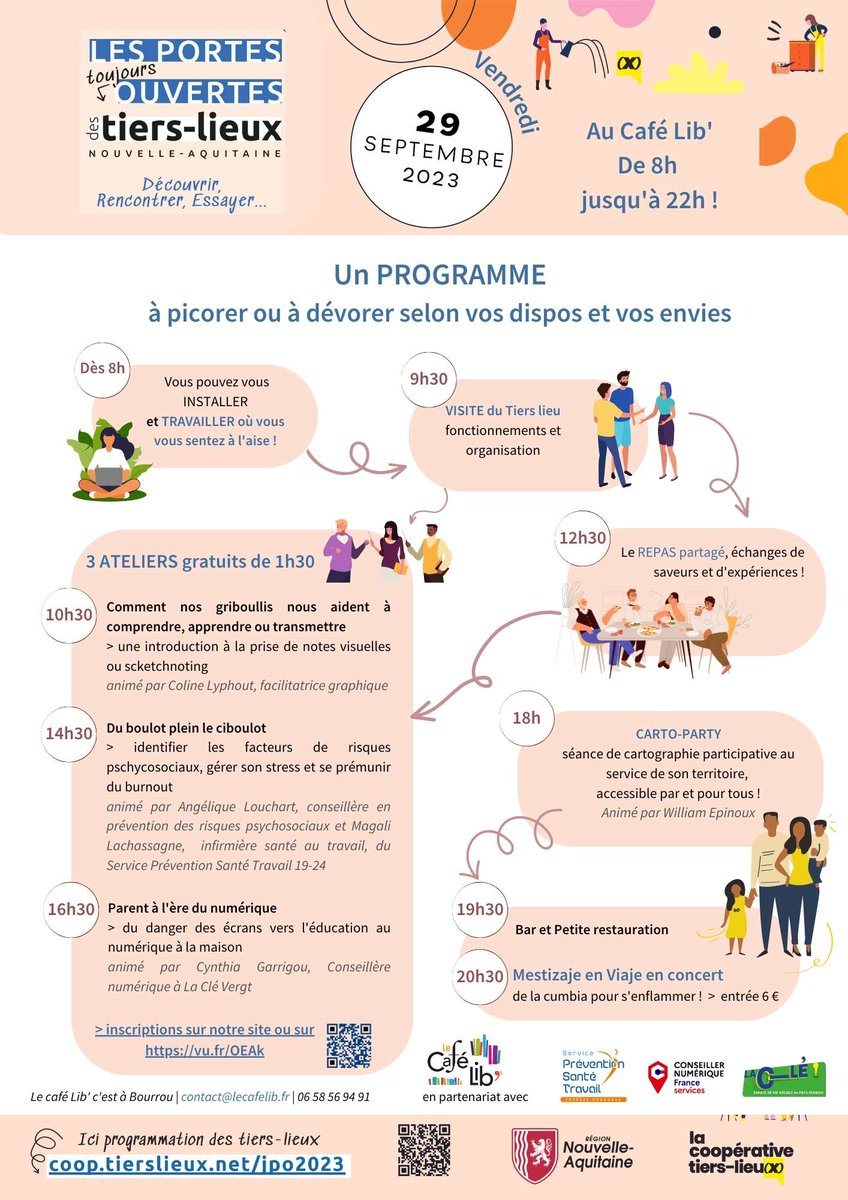 Retrouvez-nous le 29 septembre au Café Lib' à Bourrou, pour un atelier, de 14h30 à 16h sur les risques psychosociaux. Inscrivez vous.